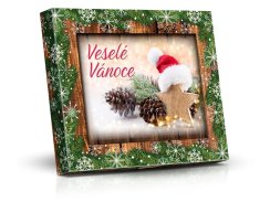 Veselé Vánoce (hvězda s čepičkou) - Plněné čokoládové lodičky s ořechy 125g