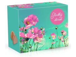 Belgické čokoládové lanýže s náplní champagne 250 g - Růžové květy Sladký dárek