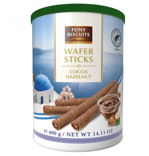 Feiny  Biscuits Vaflové trubičky s kakaovo-lískooříškovým krémem 400g - Vaflové trubičky: vanilkové