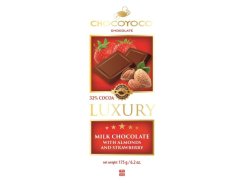 LUXURY Mléčná čokoláda s mandlemi a jahodami 175g