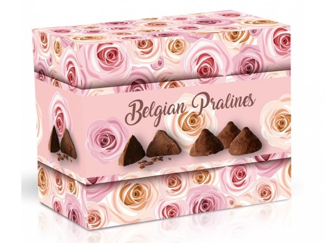 Belgické pralinky z mléčné čokolády s čokoládovou náplní - Růžové růže 200 g