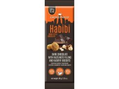 Hořká čokoláda s lískooříškovou náplní (40%) a sušenkami HABIBI 80g