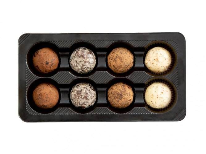 Růžovofialové květy -Výběr čokoládových truffles 100g