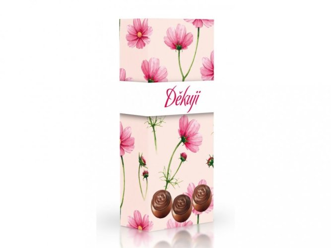 Čokoládové plněné pralinky - Děkuji (růžové květy) 84 g