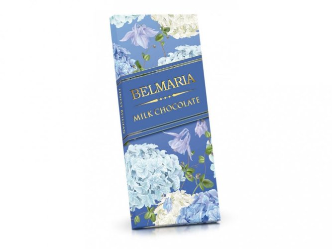 Belgická mléčná čokoláda - Hortenzie a fialky (modrá) 100 g